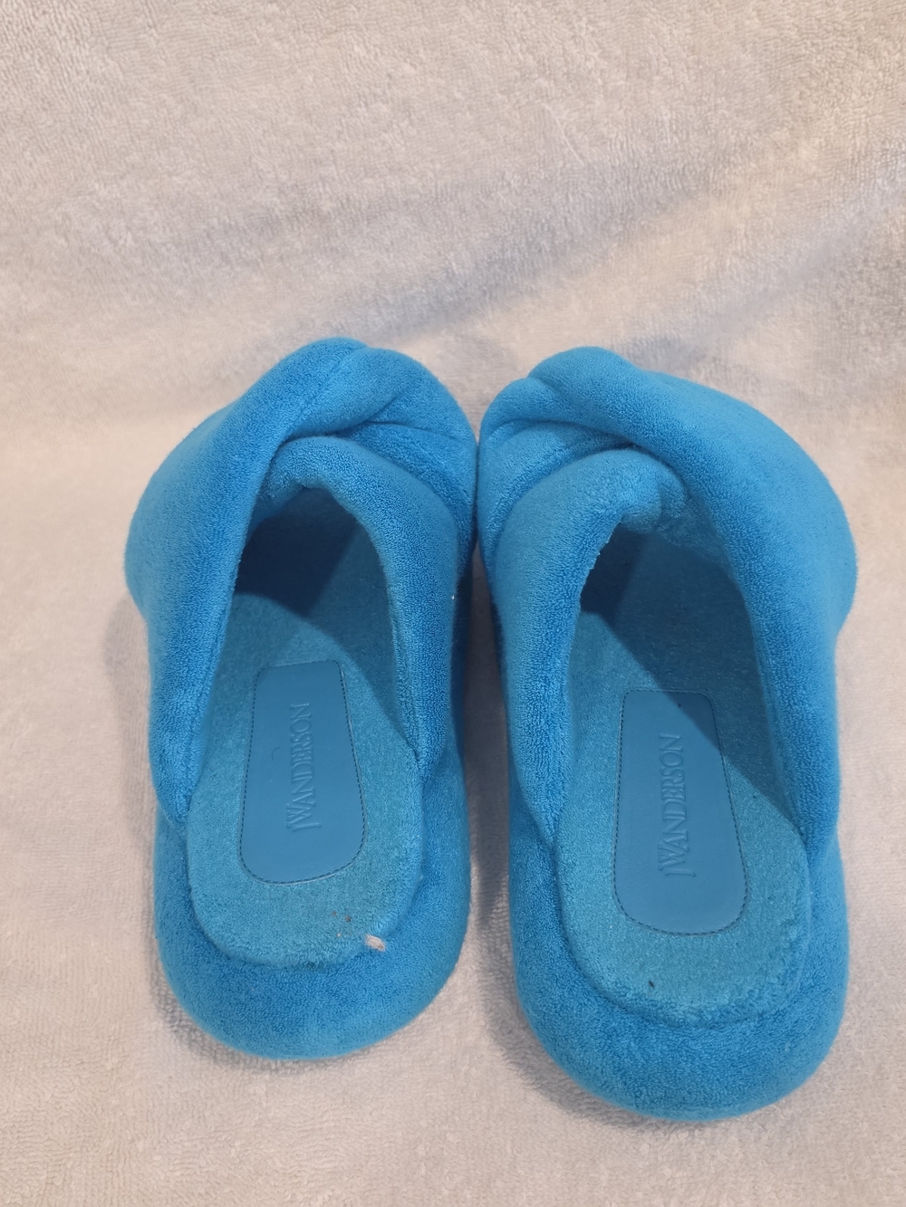 JW ANDERSON Bright Turquoise Suede Twisted Slide Slippers